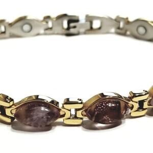 Stainless magnetic purple‎ glass stone bracelet